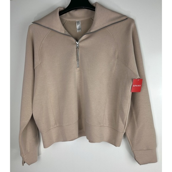 NWT SPANX AirEssentials Half Zip Sweatshirt Women's Large Coastal Pullover Lunar - Picture 2 of 10